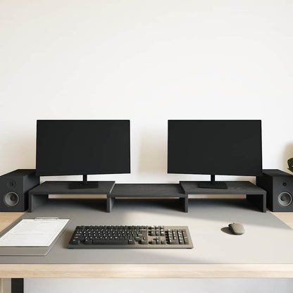 Monitorständer Verstellbar Schwarz Eichen - Optik 80x24x10,5 cm - Speedjust Schweiz