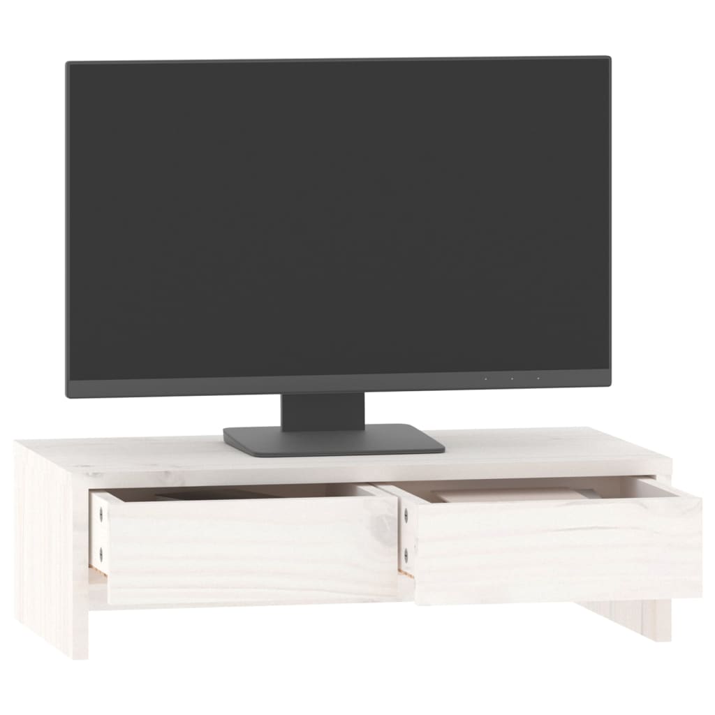 Monitorständer Weiß 50x27x15 cm Massivholz Kiefer - Speedjust Schweiz