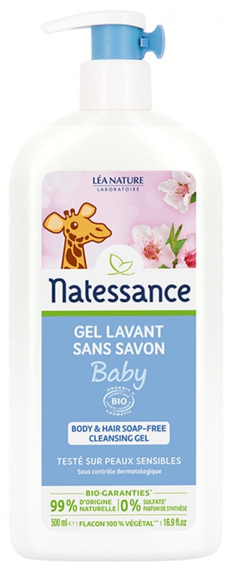 NATESSANCE - Baby Body & Hair Soap-Free Cleansing Gel Organic 500ml - Gentle Care for Your Little One 🌼🛁✨
