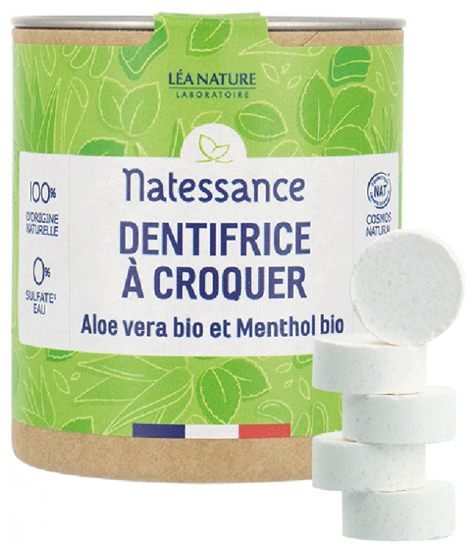 NATESSANCE - Chewable Toothpaste Organic Aloe Vera and Organic Menthol - Freshness in Every Bite! 🌿✨🦷
