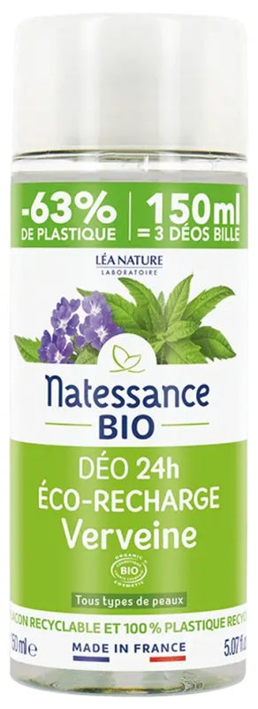 NATESSANCE - Deo 24H Verbena Organic Refill 150ml - Refreshing & Long-Lasting 🌿✨