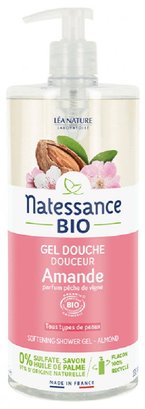 NATESSANCE - Softening Almond Shower Gel Organic 1L - Luxurious Cleanse for Silky Skin 💧🌿✨