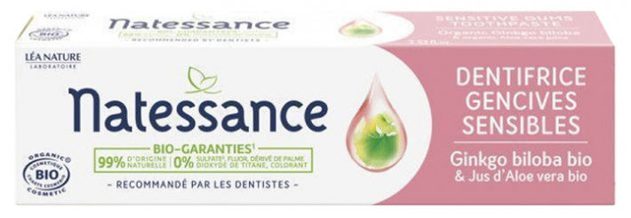 NATESSANCE - Toothpaste Sensitive Gums Ginkgo Biloba Organic 75ml - Gentle Care for Your Smile 🌿😊✨