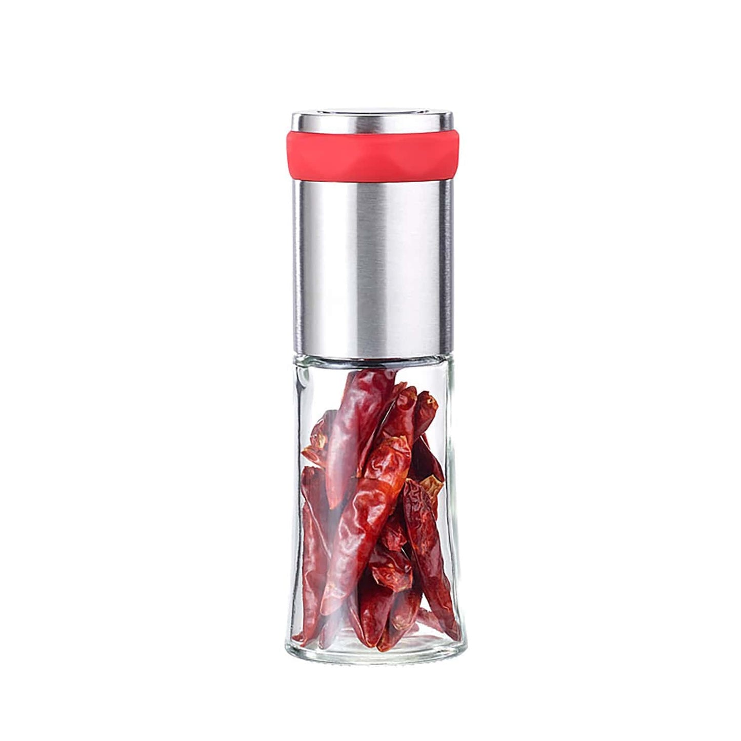 Chilimühle aus Glas mit Chromstahlgriff