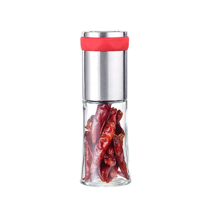 Chilimühle aus Glas mit Chromstahlgriff
