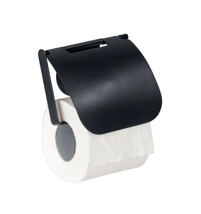 Wenko - Static-Loc Paper Roll Holder with Lid Pavia Black - Effortless Installation 🪛✨