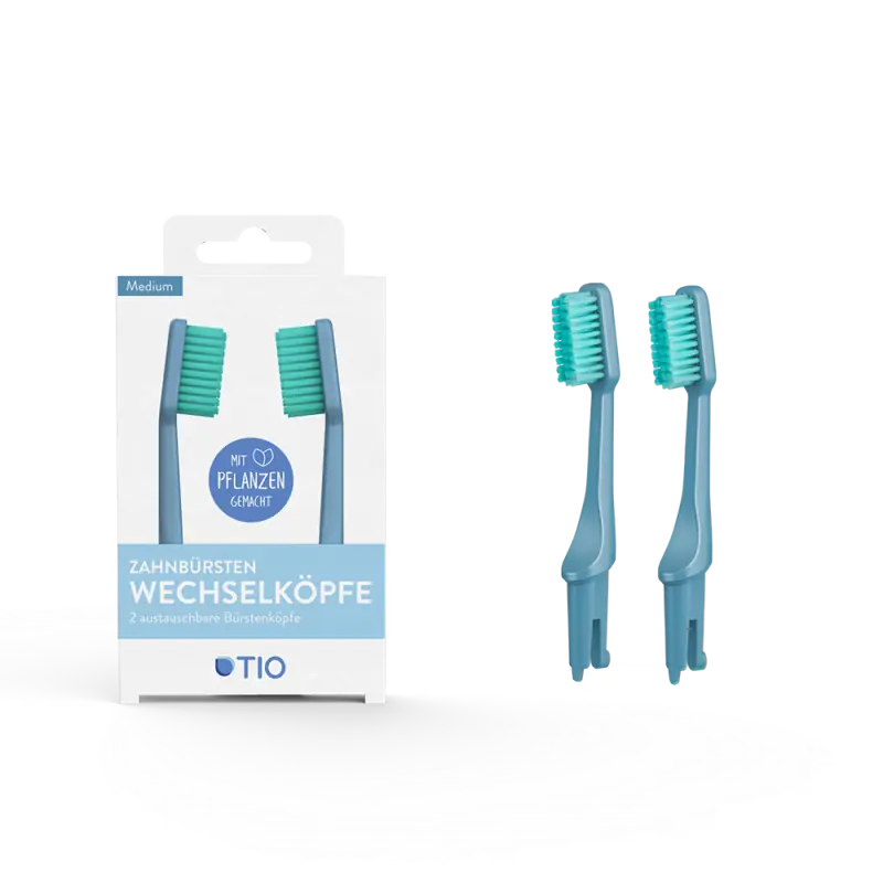 TIO - Replacement Heads 2-Pack Medium Glacier - Eco-Friendly Oral Care 🌿🦷
