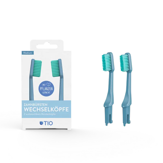 TIO - Replacement Heads 2-Pack Medium Glacier - Eco-Friendly Oral Care 🌿🦷