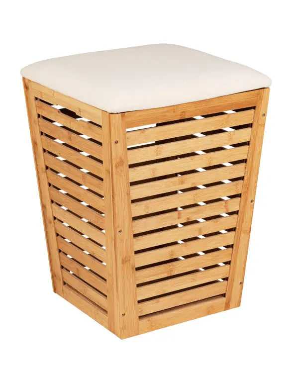 Wenko - Bamboo Laundry Hamper Seat - Stylish Space Saver 🧺✨