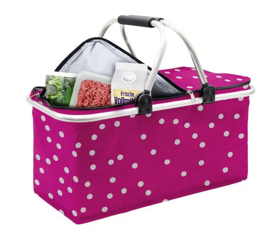 Wenko - Foldable Thermal Basket - Pink Polka Style 🌟🛍️