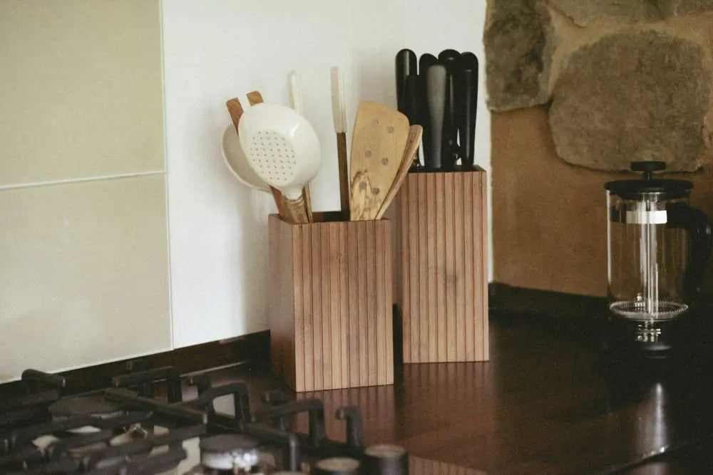 Wenko - Bamboo Utensil Holder - Eco-Chic Kitchen Organizer 🌱🍽️