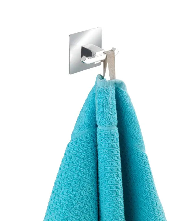 Wenko - Turbo-Loc Stainless Steel Wall Hooks Duo Quad, Chrome - Easy No-Drill Mounting 🚀