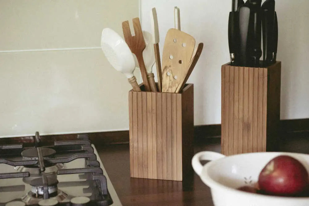 Wenko - Bamboo Utensil Holder - Eco-Chic Kitchen Organizer 🌱🍽️