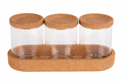 Wenko - 3-Piece Glass & Cork Set - Eco-Friendly Storage 🌿✨