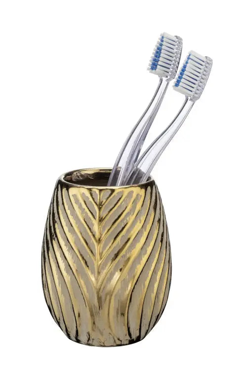 Wenko - Gold Ceramic Toothbrush Holder - Upgrade Your Bath Décor ✨🪥