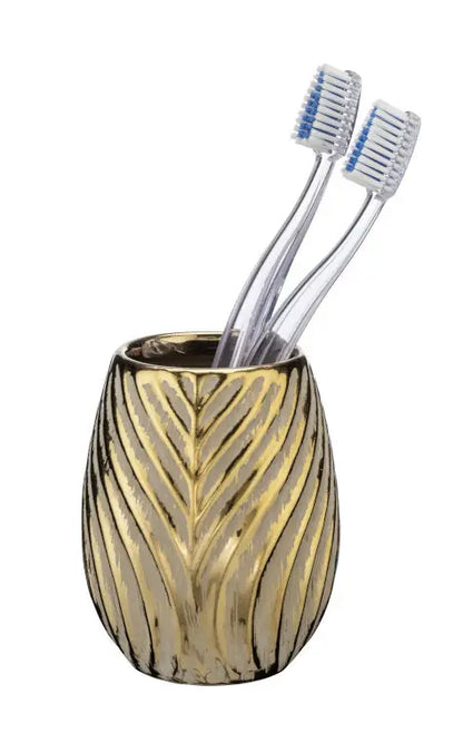 Wenko - Gold Ceramic Toothbrush Holder - Upgrade Your Bath Décor ✨🪥