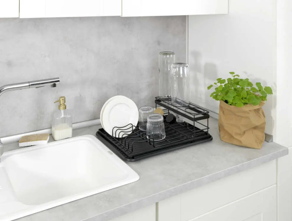 Wenko - Amy Dish Drainer with Bottle Holder - Stylish Kitchen Solution! 🍽️✨