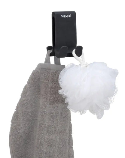 Wenko - Verna Shower Hook Black - Space-Saving Silicone Holder 🚿🖤