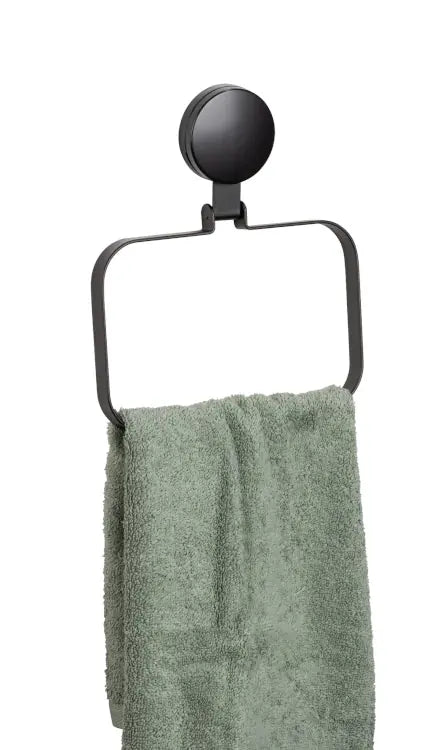 Wenko - Static-Loc Plus Towel Ring Pavia Black - Easy & Secure Mounting 🛠️✨