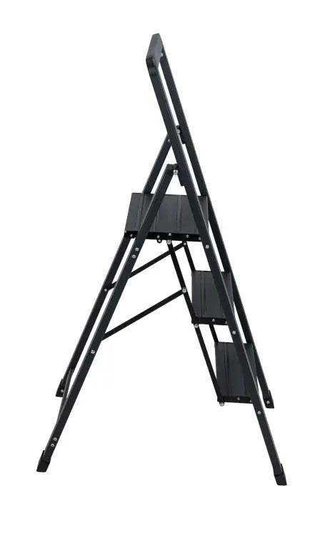 Wenko - Alu-Smart Folding Step Ladder 3-Step Black - Secure & Sleek Access! 🔒🖤