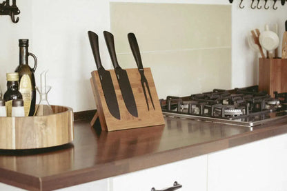 Wenko - Magnetic Knife Holder - Premium Bamboo Stand ✨