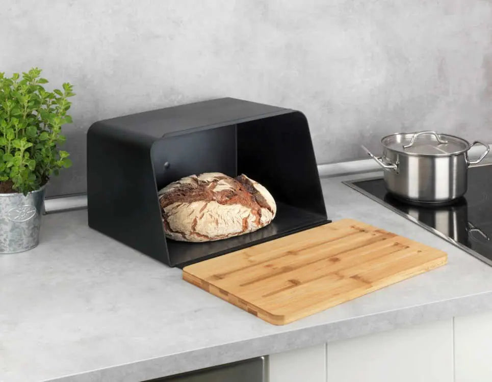 Wenko - Kubo Black Bread Box - Fresh & Chic! 🍞✨