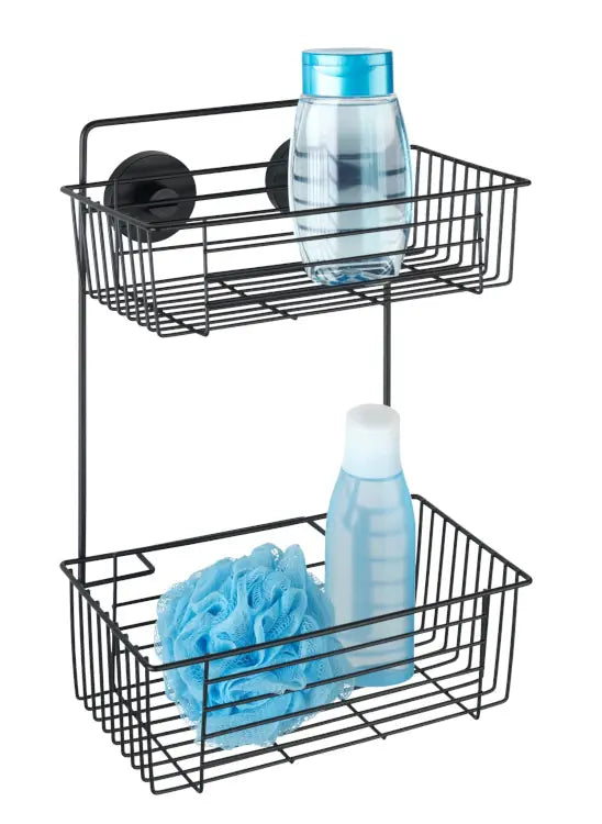 Wenko - Vacuum-Loc 2-Tier Shelf Bari Black - Strong Hold, Easy Installation 🛠️✨