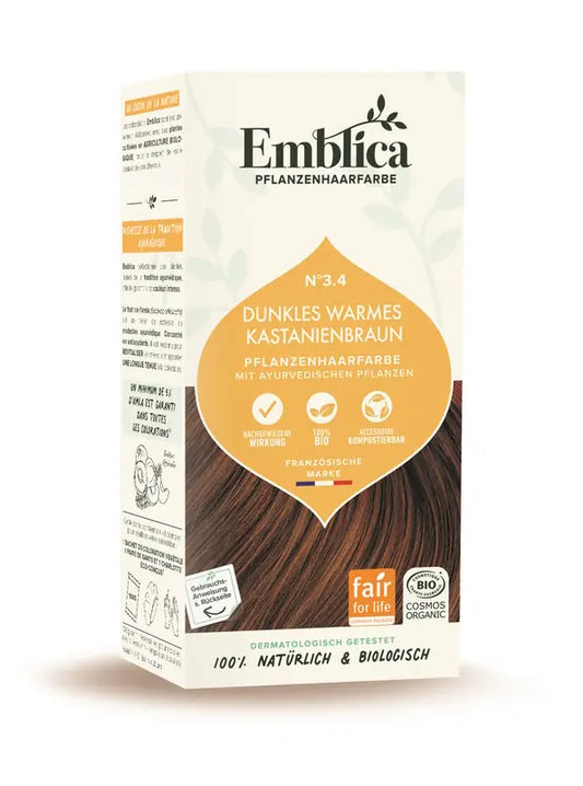 Emblica - PHF 3.4 Dark Warm Chestnut - Natural Hair Color 🌿✨