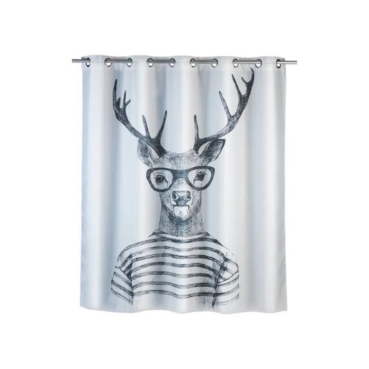Wenko - Shower Curtain Mr. Deer - Stylish & Anti-Mold Solution! 🦌🚿✨