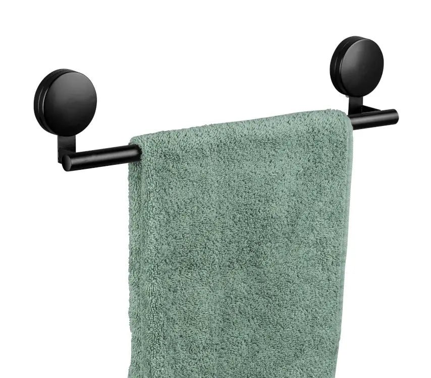 Wenko - Static-Loc Plus Towel Bar 40 cm, Pavia Black - No Drilling Needed! 🛁✨