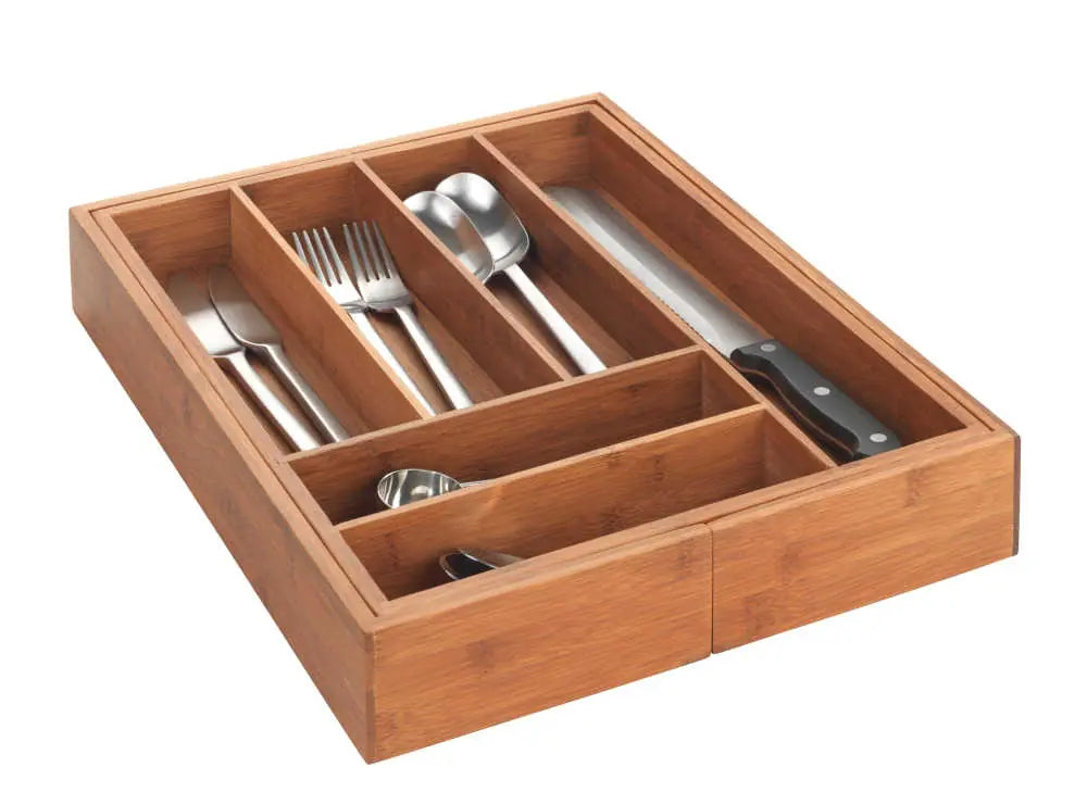 Wenko - Stylish Bamboo Cutlery Organizer - Effortless Kitchen Elegance 🍽️✨