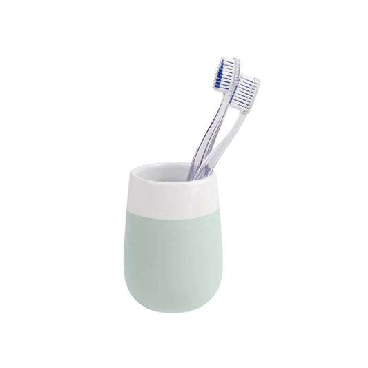 Wenko - Malta Mint/White Ceramic Toothbrush Cup - Elegant Bathroom Upgrade 🦷💚