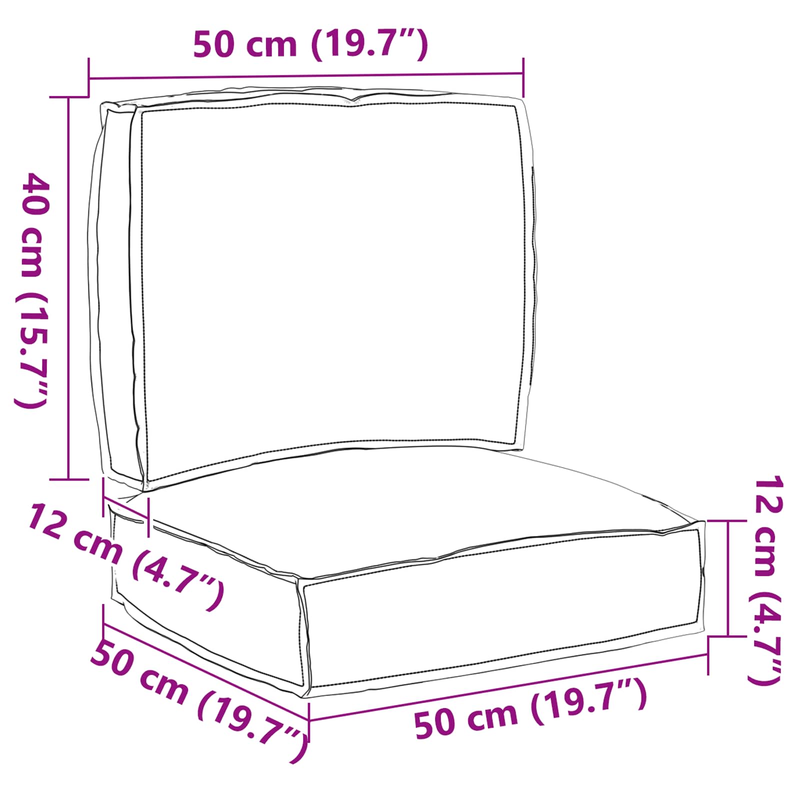 Palettenkissenset 2 pcs Königsblau Oxford - Stoff - Speedjust Schweiz