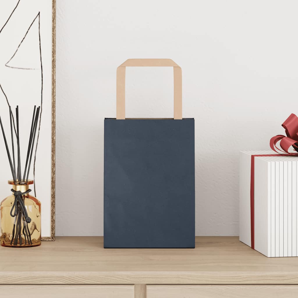 Papiertragetaschen 250 Stk. mit Henkeln Blau 15x8x21 cm - Speedjust Schweiz
