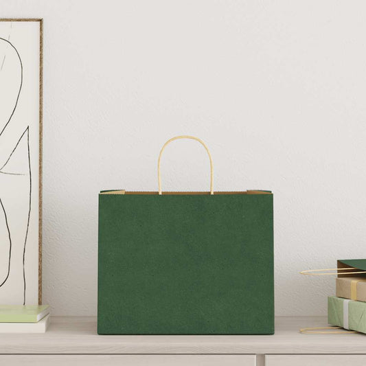 Papiertragetaschen 250 Stk. mit Henkeln Grün 32x22x24 cm - Speedjust Schweiz