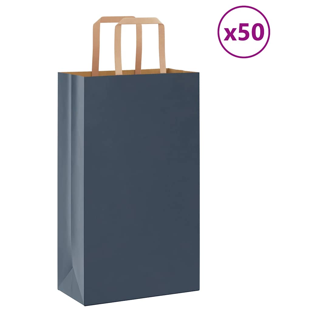 Papiertragetaschen 50 Stk. mit Henkeln Blau 21x11x36 cm - Speedjust Schweiz