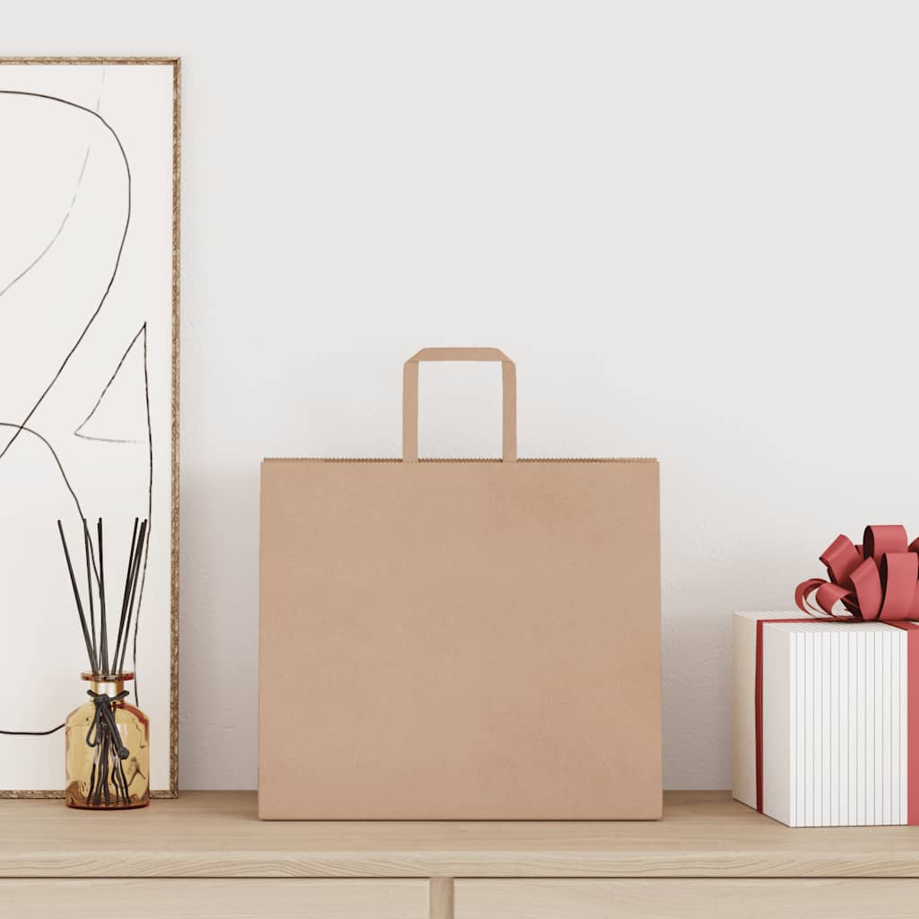 Papiertragetaschen 50 Stk. mit Henkeln Braun 32x22x28 cm - Speedjust Schweiz