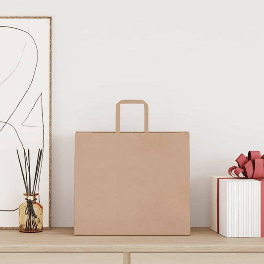 Papiertragetaschen 50 Stk. mit Henkeln Braun 32x22x28 cm - Speedjust Schweiz