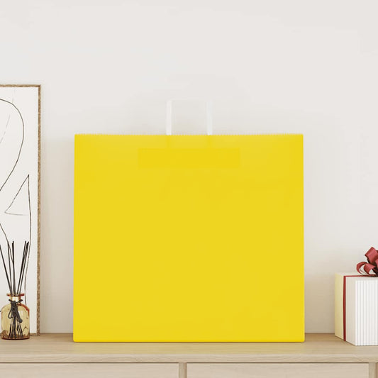 Papiertragetaschen 50 Stk. mit Henkeln Gelb 54x15x49 cm - Speedjust Schweiz