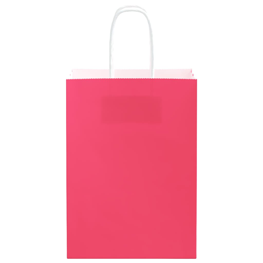 Papiertragetaschen 50 Stk. mit Henkeln Rosa 15x8x21 cm - Speedjust Schweiz