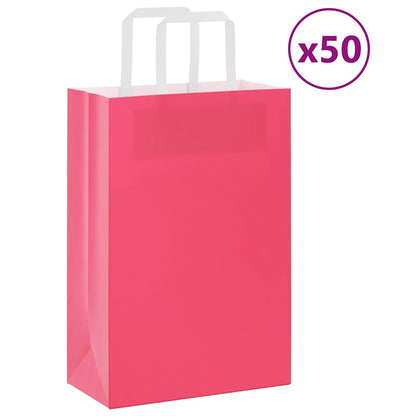 Papiertragetaschen 50 Stk. mit Henkeln Rosa 21x11x31 cm - Speedjust Schweiz