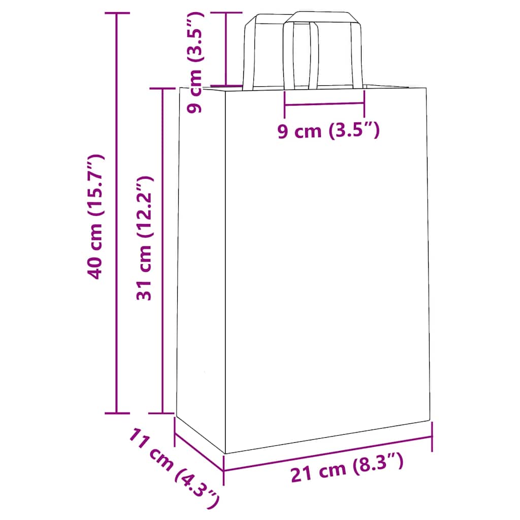 Papiertragetaschen 50 Stk. mit Henkeln Rosa 21x11x31 cm - Speedjust Schweiz