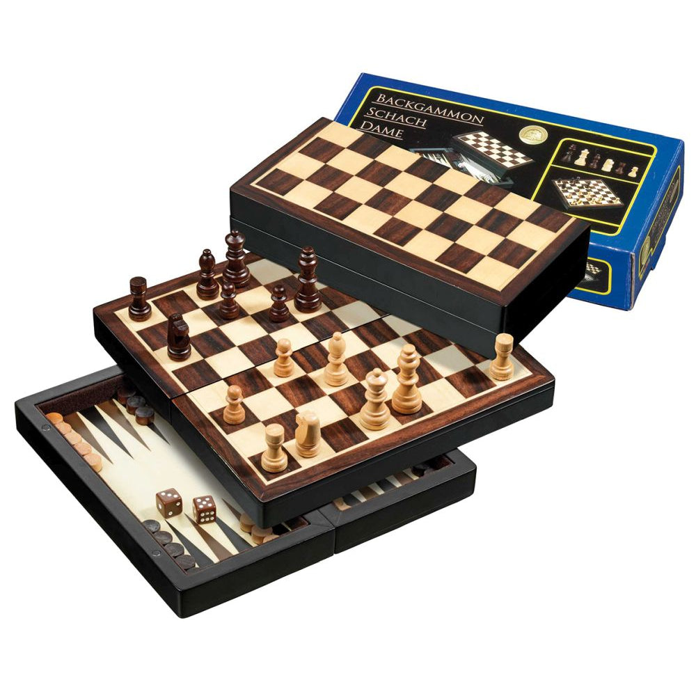 Reise-Schach-Backgammon-Dame-Set, magnetisch