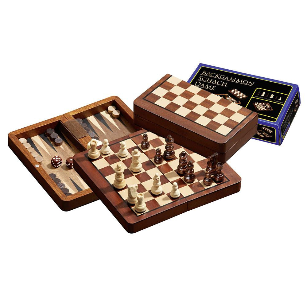 Schach-Backgammon-Dame-Set - Feld 18 mm