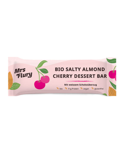 Bio Salty Almond Cherry Dessert Bar 23% Protein – 50g veganer Proteinriegel mit Mandeln & Kirschen
