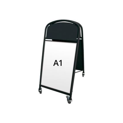 Kundenstopper Stahlrohr Deluxe, mit Topschild Ellipse, DIN A1, Outdoor