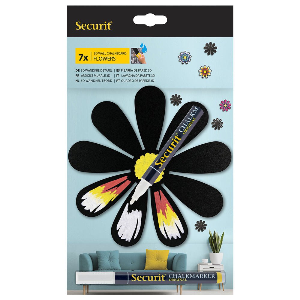 Securit® 3D Wandkreidetafel Silhouette Blume, 7er - Set, 15x15cm - Wandtafel - Speedjust Schweiz