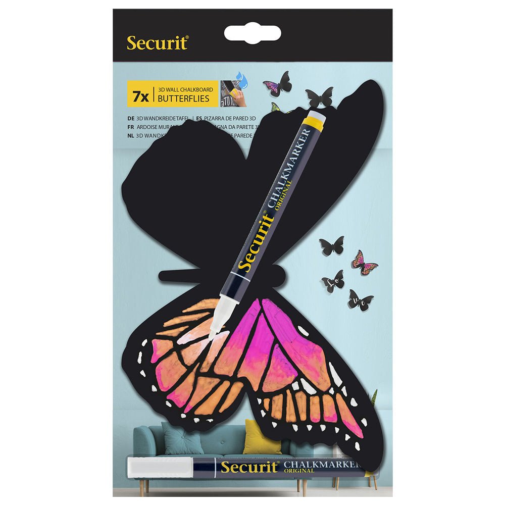 Securit® 3D Wandkreidetafel Silhouette Schmetterling, 7er - Set, 22x15cm - Wandtafel - Speedjust Schweiz