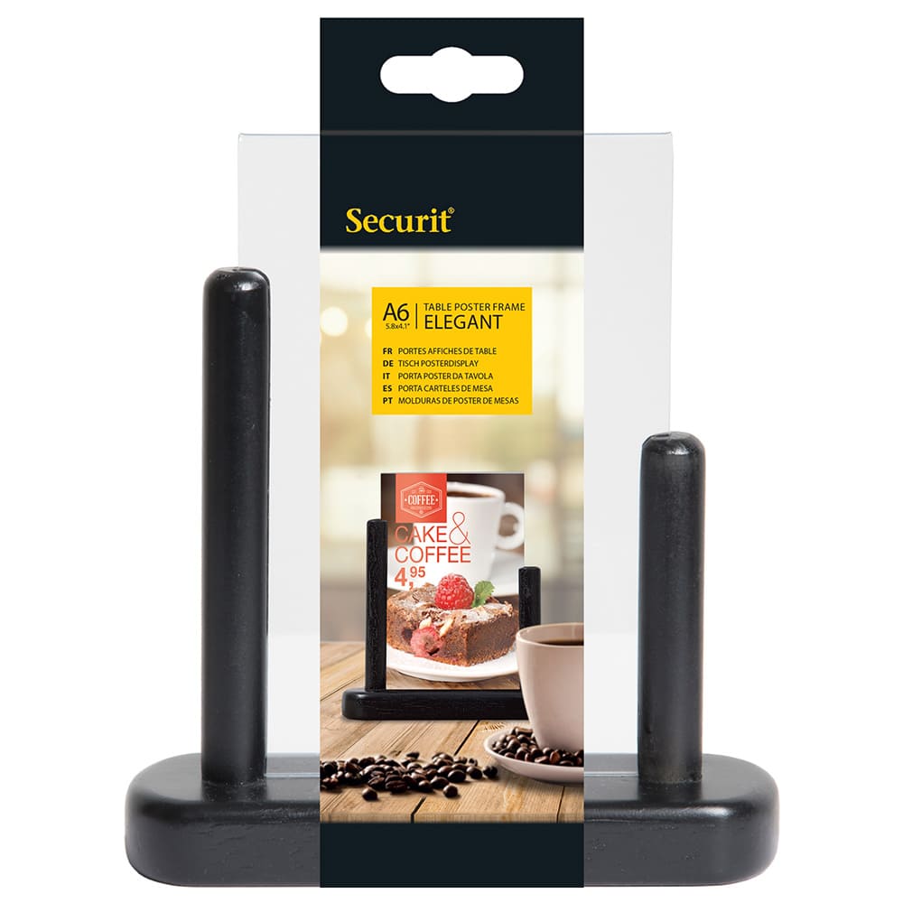 Securit® Acryl - Tischaufsteller mit lackiertem Fuss aus Hartholz - Tischaufsteller / Tags - Speedjust Schweiz