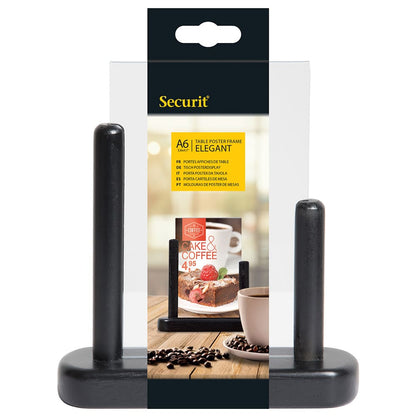 Securit® Acryl - Tischaufsteller mit lackiertem Fuss aus Hartholz - Tischaufsteller / Tags - Speedjust Schweiz